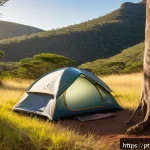 오프그리드 여행의 계획 및 실행 전략 - A serene off-grid campsite in Chapada Diamantina, Brazil, featuring a lightweight tent pitched on lu...